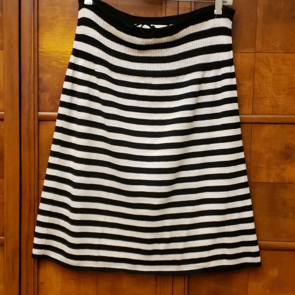 PERRY ELLIS Black/White Stripe Skirt Size M - Picture 4 of 8
